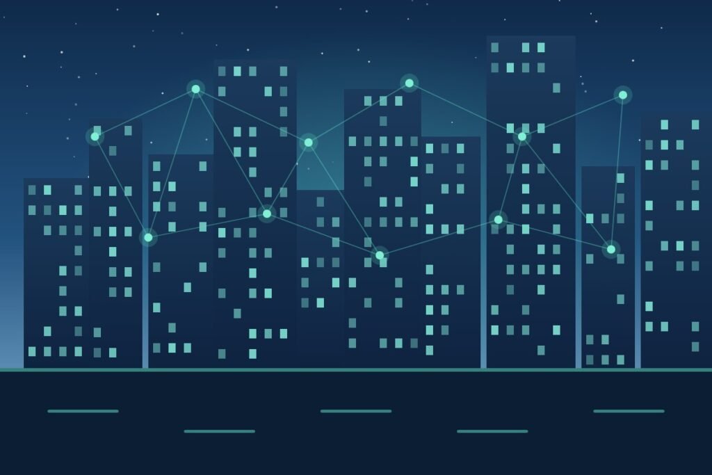 Phnom Penh skyline with a network overlay (illustrated placeholder)