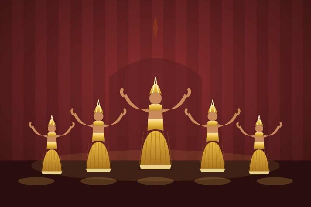 Apsara dancers on stage (illustrated placeholder)